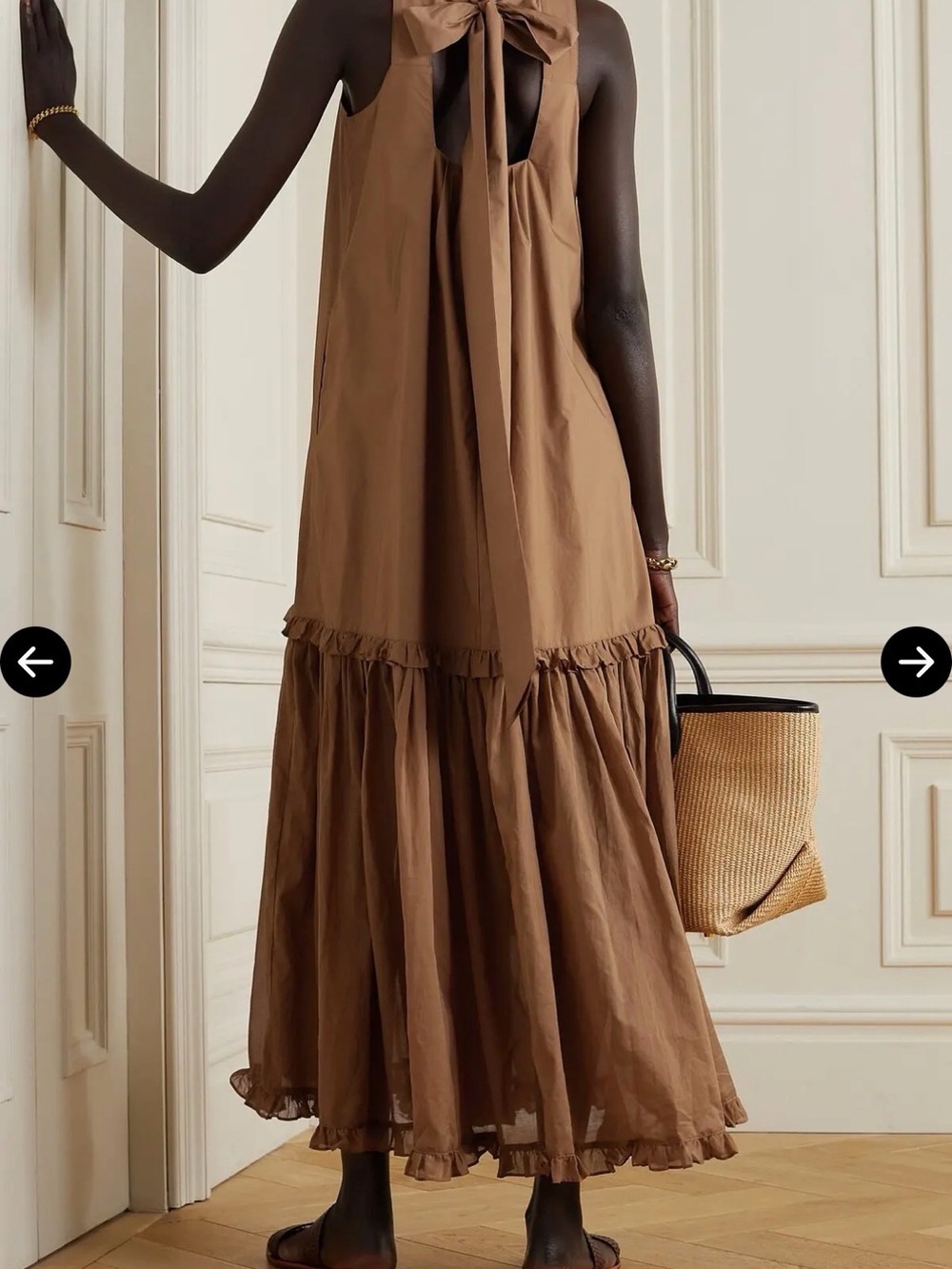 JOSLIN Adrianna Ruffled Organic Cotton-Poplin Maxi Dress Square Neck - Picture 2 of 11
